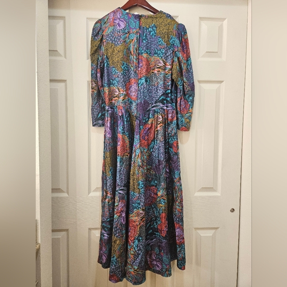 RARE Vintage Jane Schaffhausen Belle France Women's Velvety Floral Prairie Dress - Picture 7 of 11